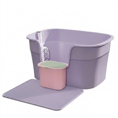 Open-Top Katzentoilette Low-Entry Katzentoilette mit Abfalleimer tief für Wohnung, Katzen