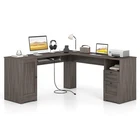 L-Shaped Corner Computer Desk Writing Table Study Workstation w/ Drawers Storage