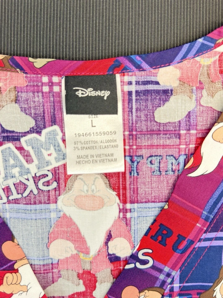 Cherokee Scrubs Disney Tooniforms Unisex V Neck Top Sz Large NEW. Grumpy - Image 2 of 4