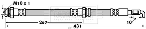 Brake Hose Front Left or Right BBH7640 Borg & Beck Hydraulic U00943980A Quality - Image 3