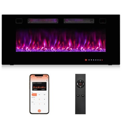 42 Inches Ultra-Thin Electric Fireplace Wall-Mounted & Recessed Fireplace Heater