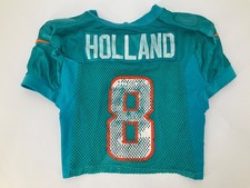 #8 JEVON HOLLAND MIAMI DOLPHINS GAME USED AQUA NIKE PRACTICE JERSEY SIZE-44