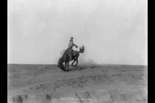 Cowboys,XIT Ranch,Texas Panhandle,bronco busting,horses back in bow pos. c1904
