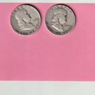 Lot of  2 Franklin Half Dollars, 1948D, 49S,  Avg. Circulated.