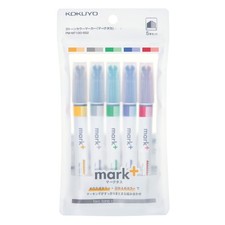 Kokuyo Dual Tip Highlighter Pastel Markers 5 Vivid Colors For Note Taking