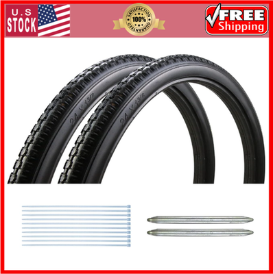 #ad Pair 24x1 3 8quot; Wheelchair Rear Wheel Solid Tires PU Non Pneumatic Black $56.20