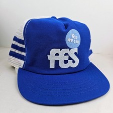 Vintage USA MADE 3 Stripe FES Puffy Print Trucker Hat Snapback Cap