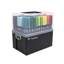 Tombow 56179 Dual Brush Pen Art Markers, 108 Color Set With Marker Case. Blendab