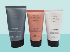 GROW GORGEOUS DEFENCE SHAMPOO,VOLUME SERUM,SCALP CARE SCRUB NWOB 3 PCS SET