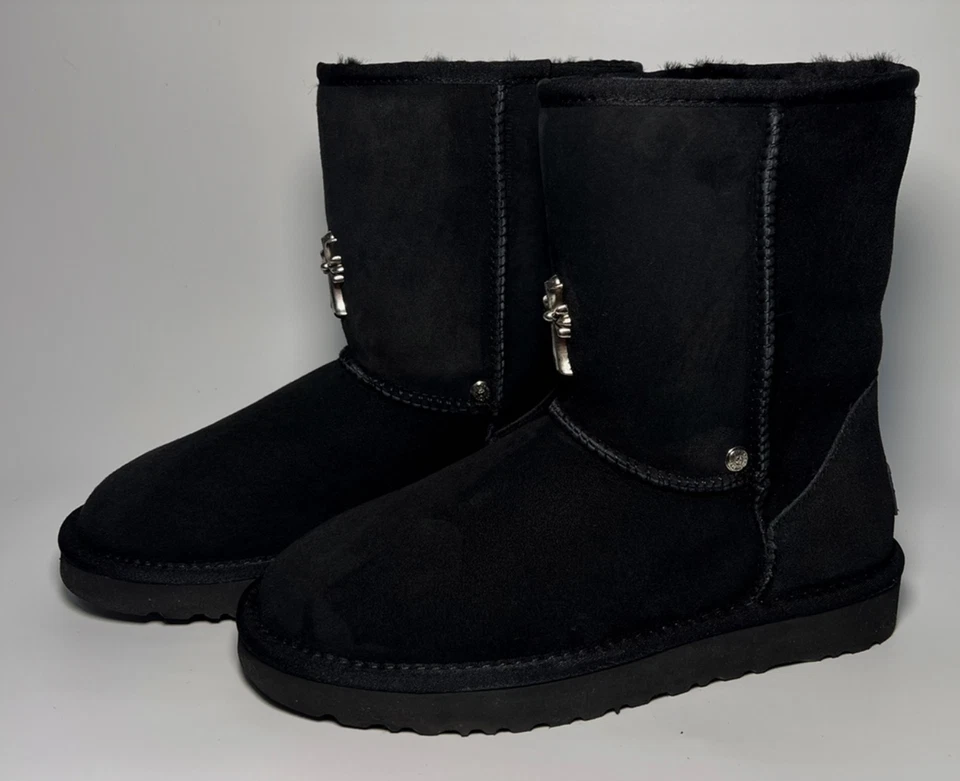 Camel colored Uggs with Chrome Heart inspired hardware accessories - Image 2 of 4