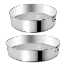 2 Pcs Round Flour Sieve Stainless Steel Sifter 8 Inch and 6 Inch 60 Mesh Fine