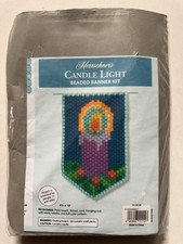 HERRSCHNER'S Beaded Banner kit CANDLE LIGHT Christmas PONY BEADS 6.25X10" NEW