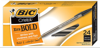 BIC Cristal Xtra Bold Ballpoint Pen Point (1.6mm) 24 Count Black