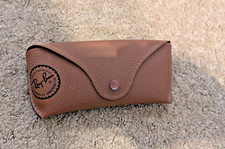 Ray-Ban Sunglasses Brown Leather Eye Glass Case W/ Cleaning Cloth