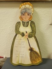 Vintage Wooden Handpainted Folk Art Grandma Wall Hanging