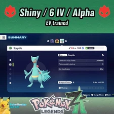 Sceptile Pokemon Legends ZA ❗❗  Alpha ❗❗  Shiny 6 IV🟢 Battle Ready ⚫ EVs