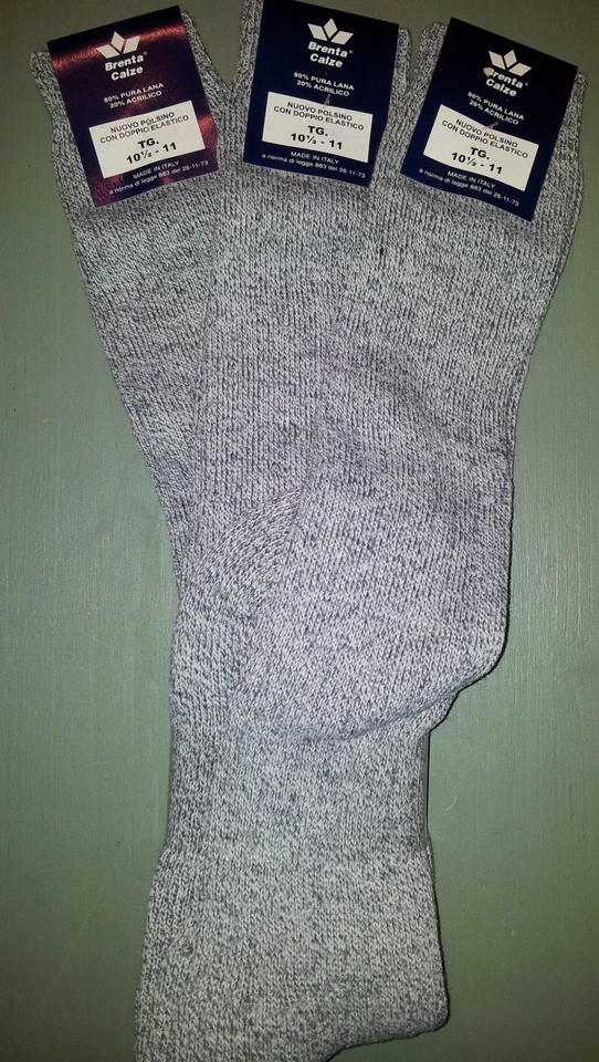 Set 3 pezzi Calze lunghe lana calzettoni uomo varie taglie grigio montagna neve