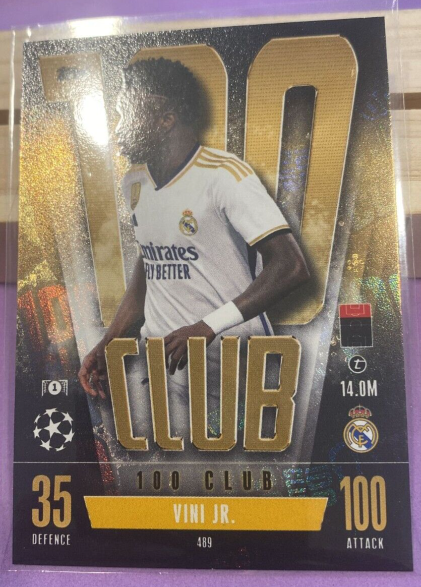 💥 2023-24 Topps MATCH ATTAX VINI JR #489 100 CLUB REAL