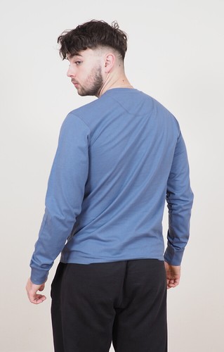 Mens Long Sleeve Cotton T-Shirt Regular Fit Crew Neck or Henley Top Lounge Work - Picture 57 of 72