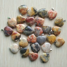 Wholesale 50pcs Natural Yellow Crazy Agate Stone Heart Pendant Bead 20mm