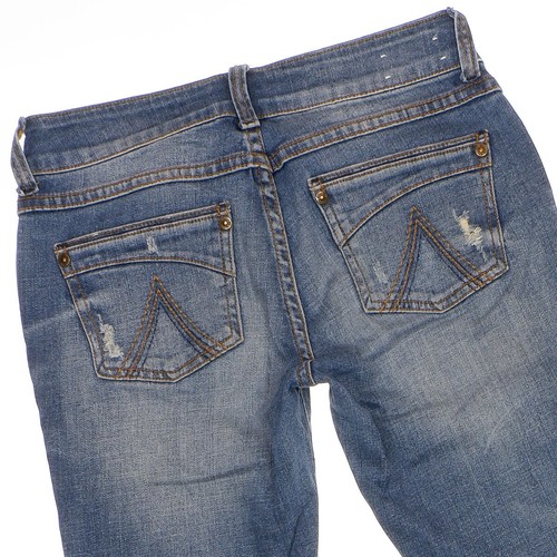 deLiAs Morgan Jeans 1/2 S Distressed Blue Stretch Juniors Measure 25 x 28.5 - Picture 6 of 11