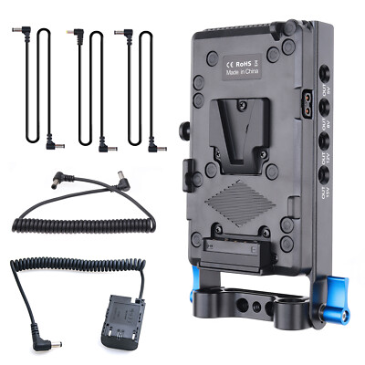 V-mount Plate D-Tap+Dummy Battery+15mm Rod Clamp Set for Canon 90D 5D Mark IV R5