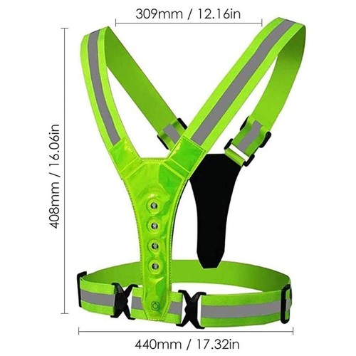 LED Reflective Vest Double-sided Lighting Night Running Light Up Vest Runners - Picture 2 of 9