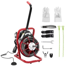 50Ft x3/8 In Drain Cleaner Electric Sewer Snake Cleaning Machine Auger Auto Feed