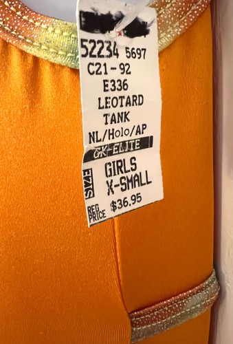 GK "GYMBEE" KIND X-SMALL ORANGE FOLIENBORTE BIENE GYMNASTIK TANZ TANK TRIKOT XS - Bild 6 von 15