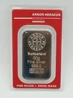 50-Gram Silver Bullion Bar (999) Swiss ASSAY Argor-Heraeus