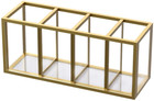 Acrylic Pen Holder 4 Compartments Gold Copper Border Pencil Organizer Cup For Co