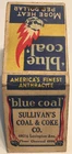 Vintage Matchbook Cover Blue Coal! Sullivan’s Coal & Coke Company! d972