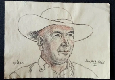 Carl Baum, Bleistift Zeichnung - Porträt Jos. Fritschler (?)- signiert u.datiert - Bild 1 von 4
