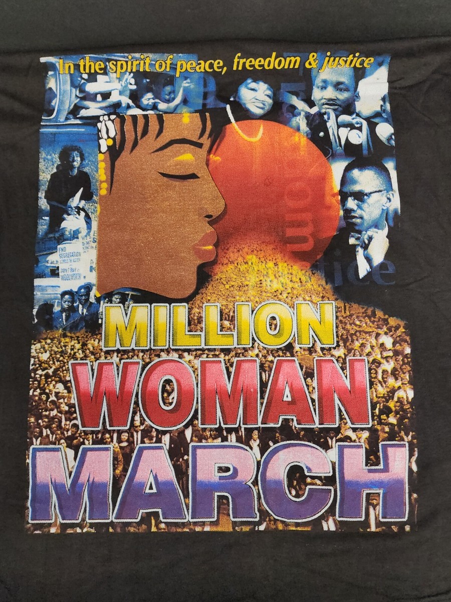 トップス Million women march XL Vintage 90s Million Woman March Sisterhood Black Rap T-Shirt