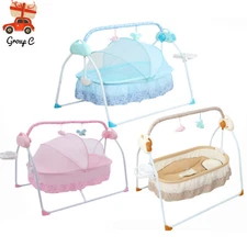 Electric Baby Crib Cradle Auto-Swing Infant Music Basket Sleeping Bed Remote