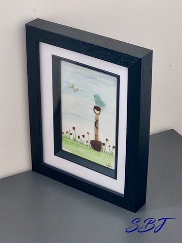 Garden Paradise picture, handmade using sea glass, in a box frame 22.7 x 17.7cm. - Picture 12 of 16