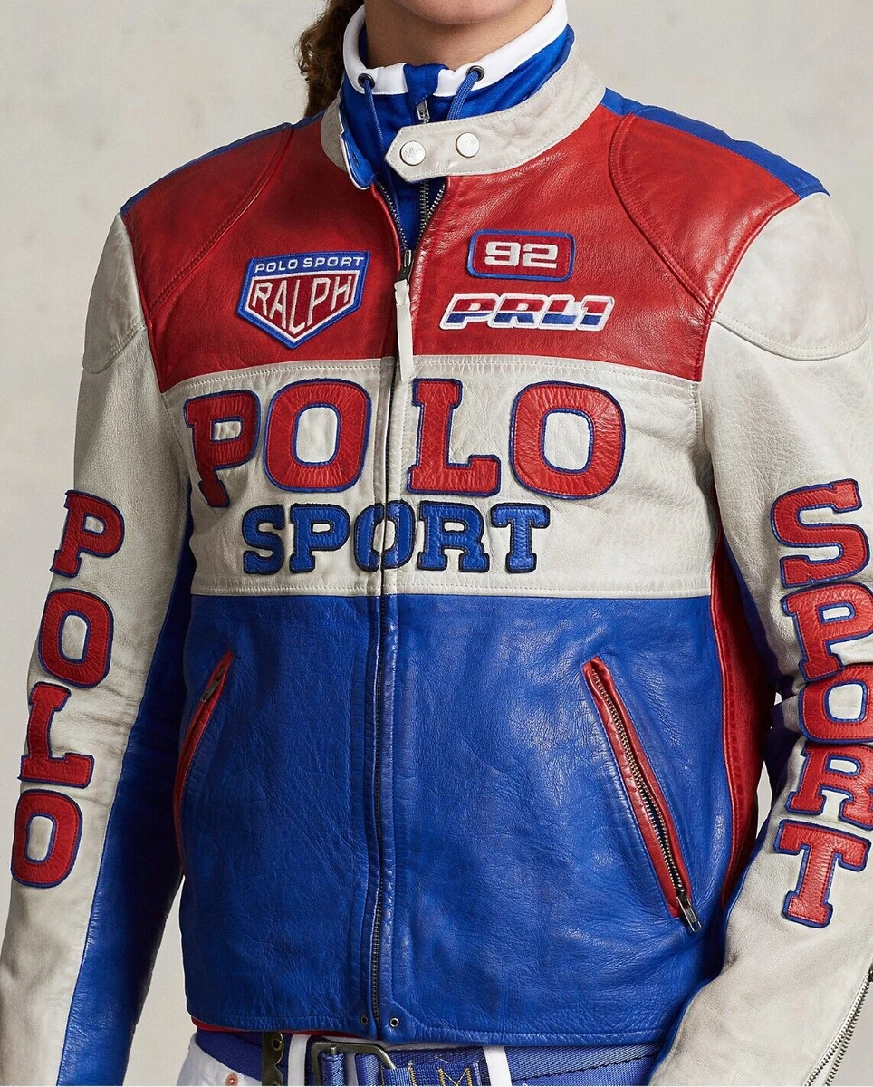 Polo Sports Leather Cafe Racer Jacket Polo Sport by Ralph Lauren Biker Jacket XL