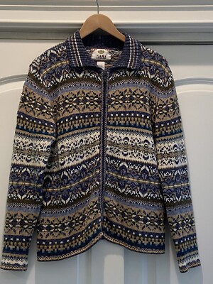 Vintage Tiara International Fair Isle M Women s Sweater Full Zip Striped Boho