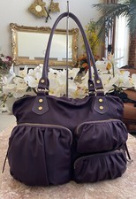 Mz Wallace Large Kate Bedford Plum Purple Nylon Leather Diaper Handbag Euc! $425