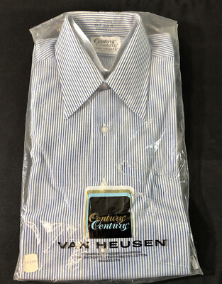 Men's Vintage Century Century by Van Heusen White w/Blue Half Sleeve Size 15