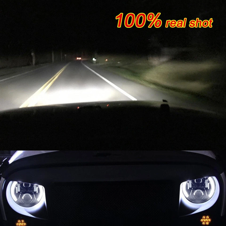 Faros LED de 7 pulgadas para Toyota FJ Cruiser 2007-2014 anillo halo haz sellado alto/bajo Foto 2 de 4