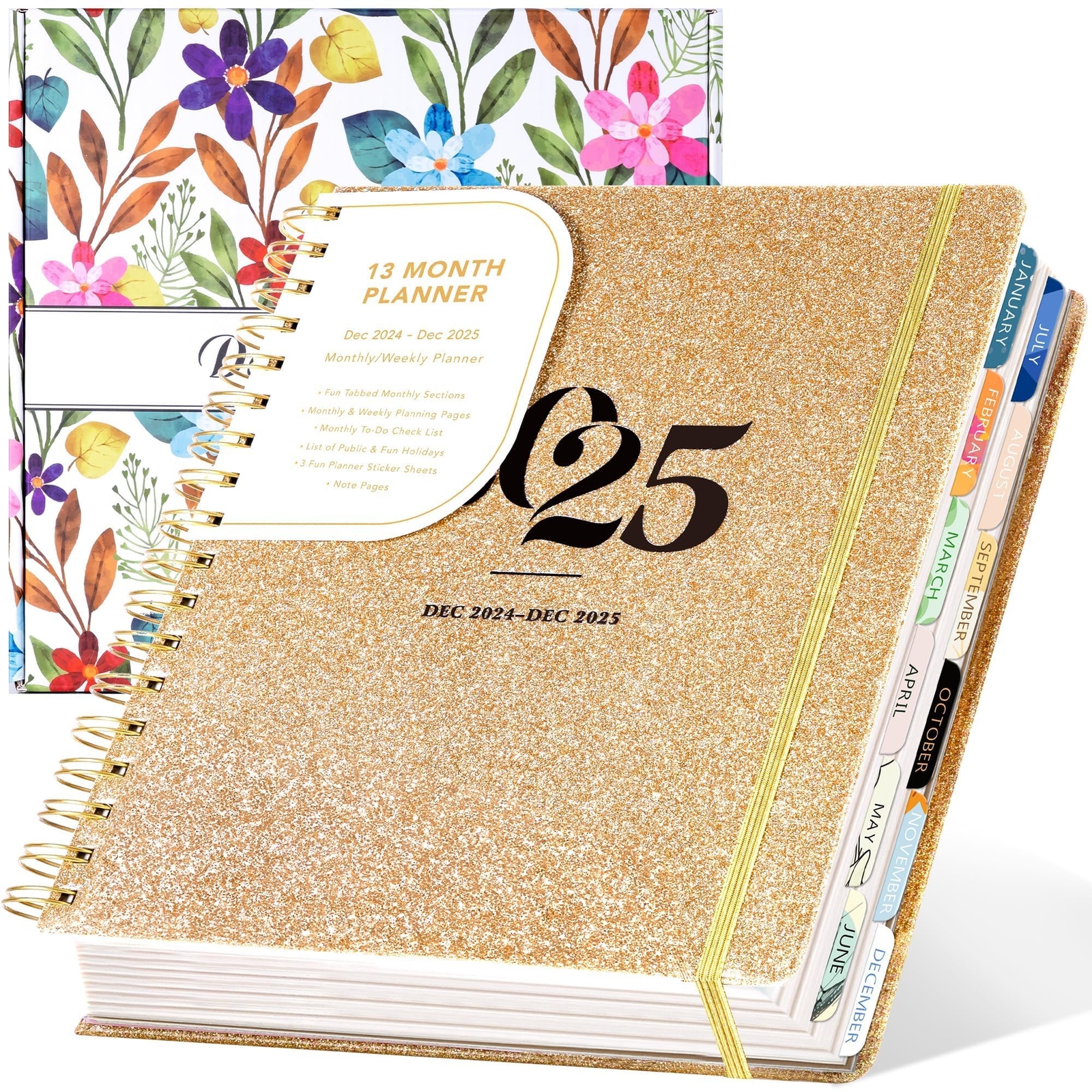 2025 Hardcover Planner Weekly and Monthly Dec 2024–Dec 2025 Large Spiral Boun...