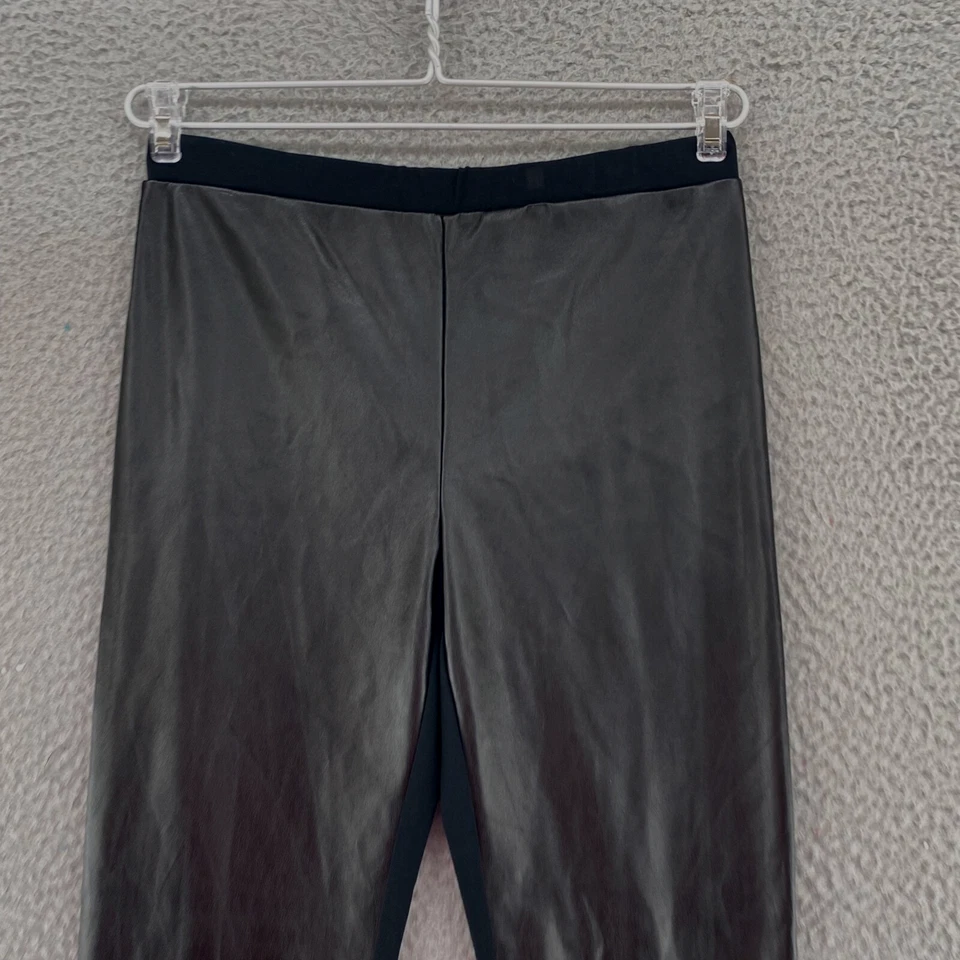 Polo Ralph Lauren Leggings Womens Large Black Faux Leather Front Stretch Pull On Foto 2 de 4