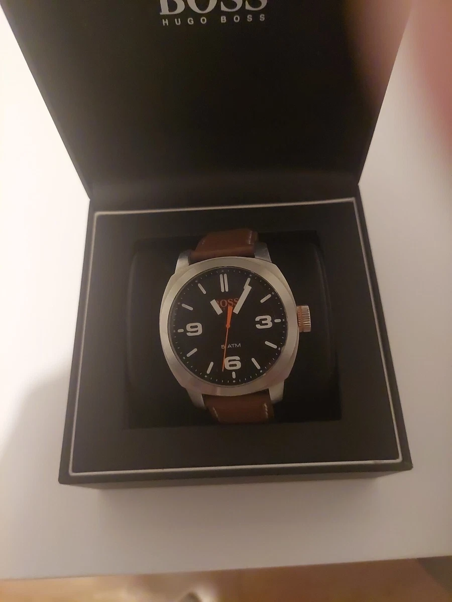 Boss Orange Wrist Watch Men s 659302735 Multifunction Brown Leather Steap