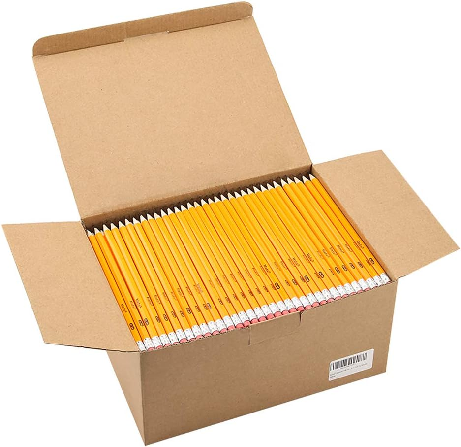 Wood-Cased #2 HB Pencils, Yellow, Pre-Sharpened, Bulk Pack, 576 Pencils in Box