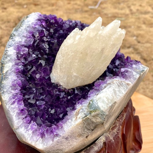 11.9LB(+stand) Natural Amethyst Calcite symbiosis quartz crystal Decoration. - Picture 13 of 14