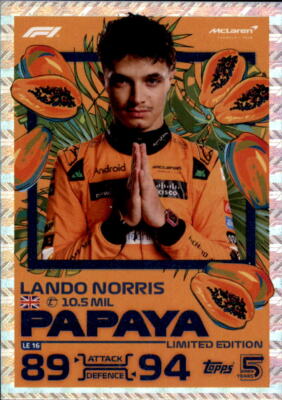 Turbo Attax 2024 Trading Card LE16 - Lando Norris - Limited Edition - Papaya