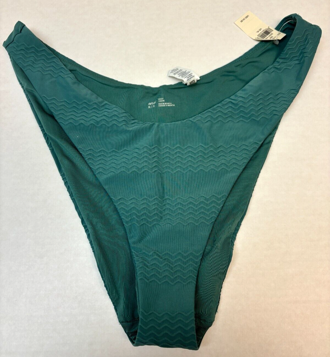 NWT American Eagle Aerie Cheeky Deep Green Patterned Swim Bottom