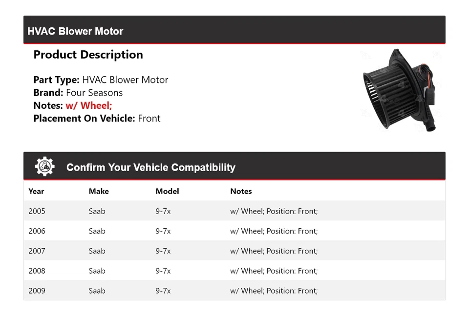 Soplador delantero para Saab 9-7x 2005-2009 4 estaciones 2006 2007 2008 Foto 2 de 4
