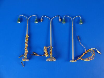 BELI-BECO / BRAWA H0 - 3x Street Light / Whip Light 2 -Flame / EXC - TESTED